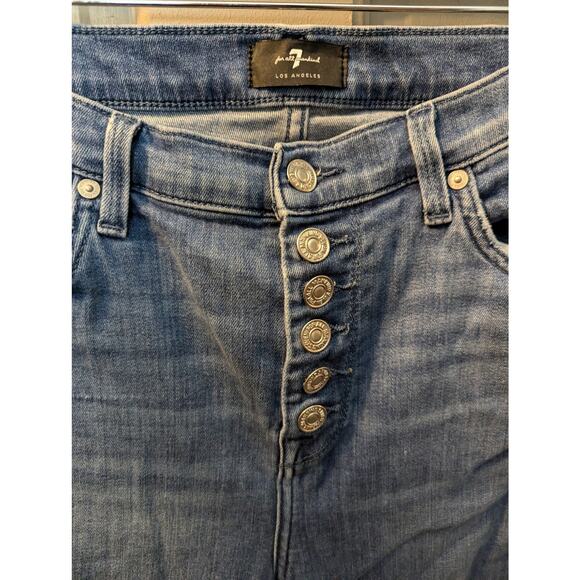 7 For All Man Kind Boho Jeans Exposed Button Fly High Rise Ankle Released Hem 31 - Picture 3 of 6